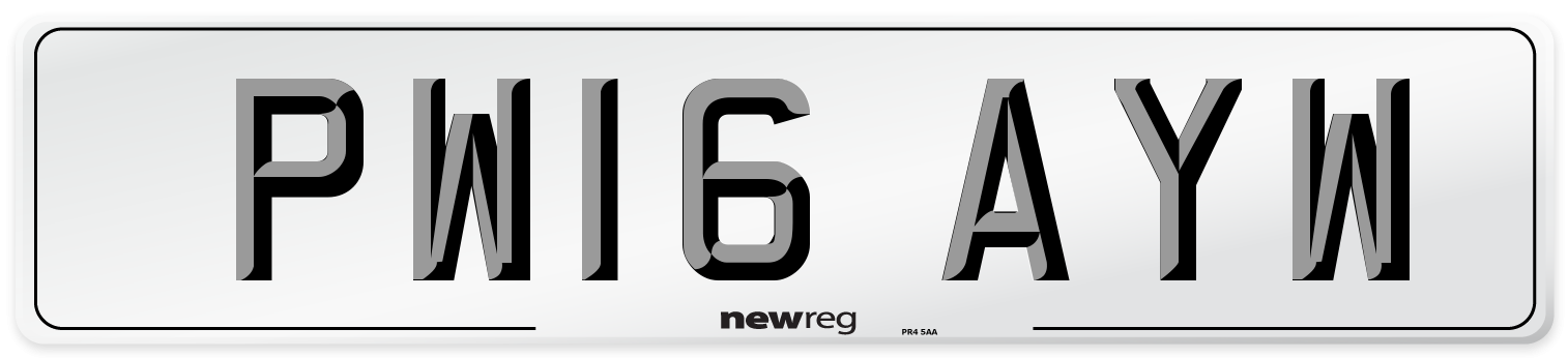 PW16 AYW Number Plate from New Reg